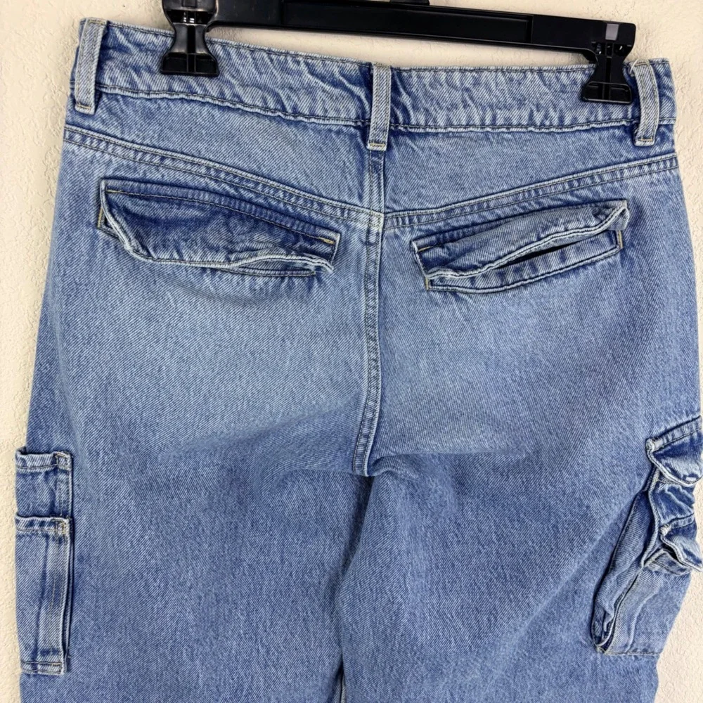 Garage Womens 5 27 Blue Cargo Jeans Wide Leg Multi Pocket Utility‎ Streetwear